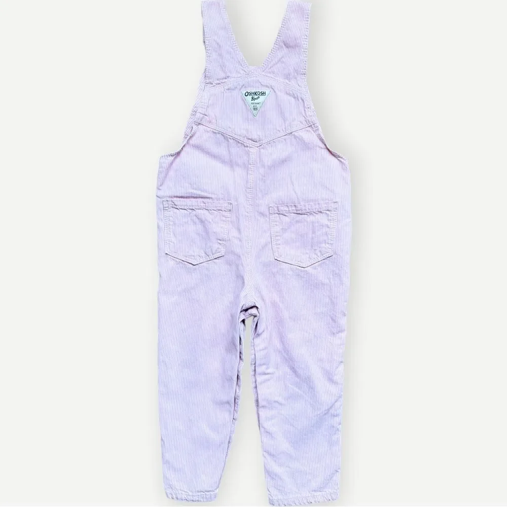 OshKosh B’Gosh Girls Kids Pink Striped Heart Pocket Overalls. 24 Months.